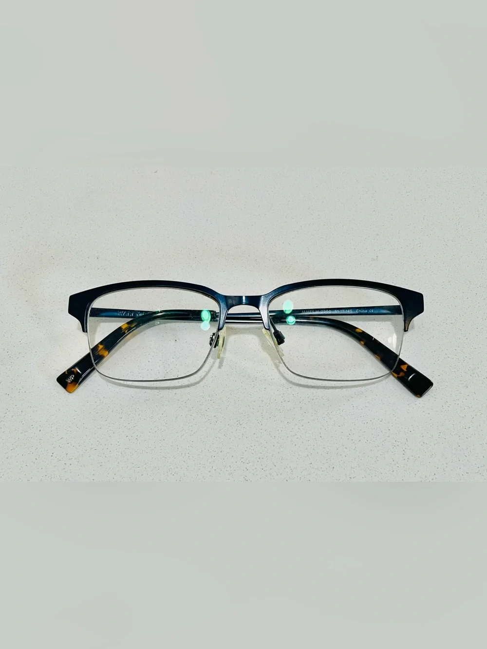 Warby Parker “James”Black Prescription Glasses with Embossed Logo